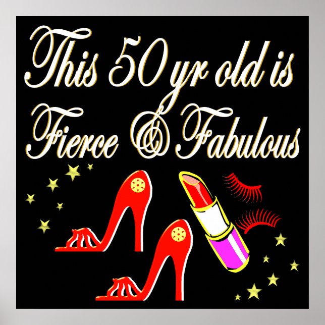 POSTER FÊTE ROUGE ET FABULEUX 50E ANNIVERSAIRE (Devant)