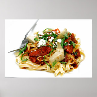 Poster Fettuccini Avec Tomate Et Basil Rôtis