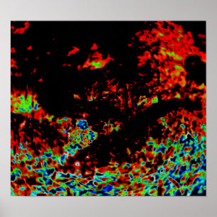 Poster Feu Abstrait dans une forêt