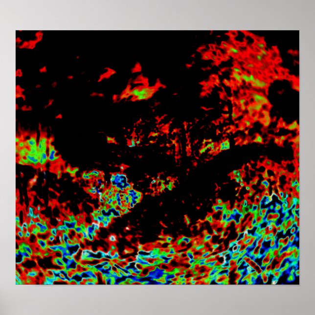 Poster Feu Abstrait dans une forêt (Devant)