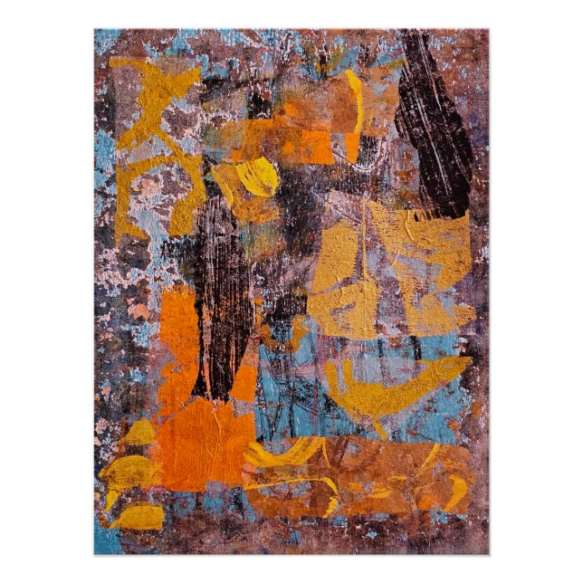 Poster Feu de camp hivernal, Collage, Un abstrait d'impre (Devant)