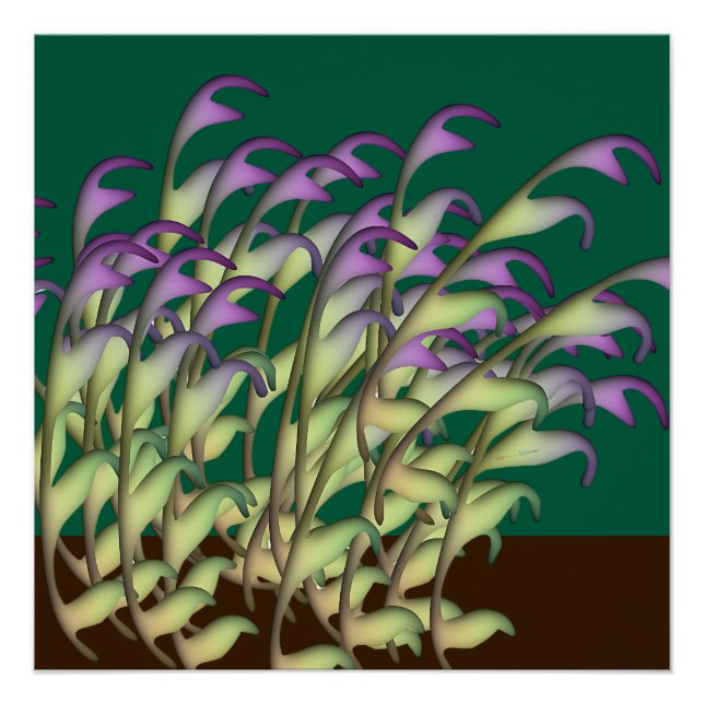 Poster Feuillage Vert + Violet  Nature Verte (Devant)