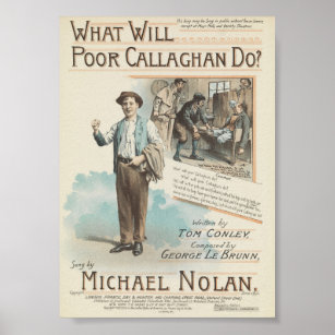 Poster Feuille de chanson vintage Pauvre Callaghan