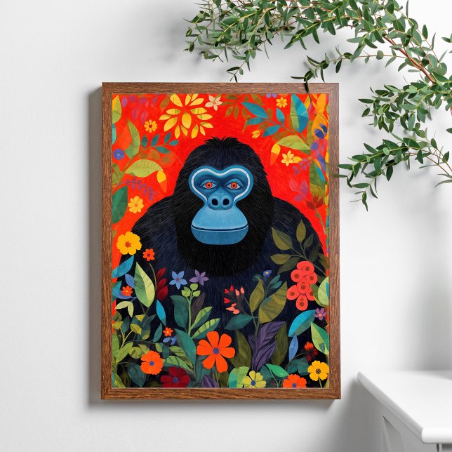 Poster Feuille de la peinture de Gorilla Fleurs co (Créateur téléchargé)