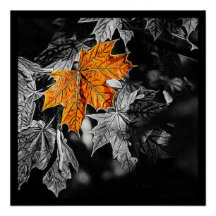 Poster Feuille d'érable d'automne rustique