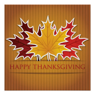 Poster Feuille d'érable de Thankesgiving