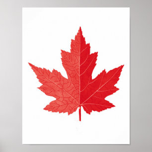 Poster Feuille d'érable rouge Fête du Canada imprimer n°
