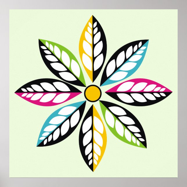 Poster Feuille-Fleur moderne, vert abstrait (Devant)