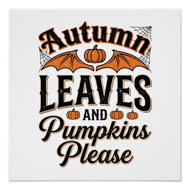 Poster Feuilles d'automne Citrouilles S'il vous plaît Vin (Devant)