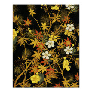 Poster Feuilles d'automne japonaises Antique botanique