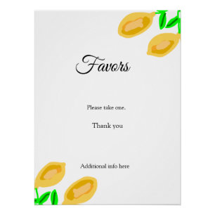 Poster feuilles de citron dessinées à la main ajoutent un