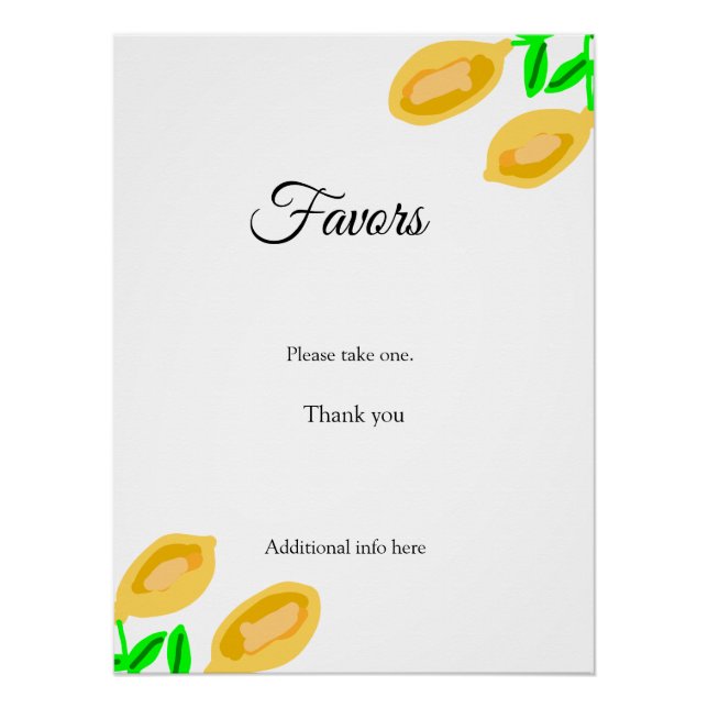 Poster feuilles de citron dessinées à la main ajoutent un (Devant)