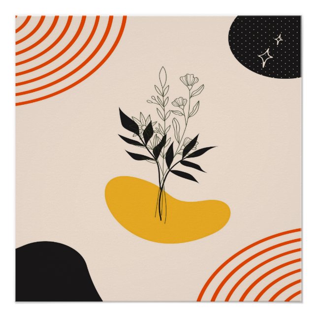 Poster Feuilles minimalistes Abstraits (Devant)