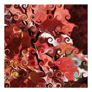 POSTER FEUILLES ROUGES