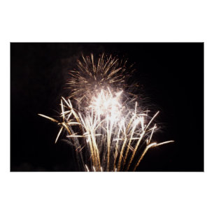 Poster Feux d'artifice blancs et or I Célébration patriot