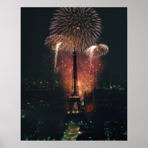 Poster Feux d'artifice, Tour Eiffel, Paris, France