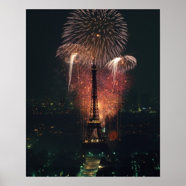 Poster Feux d'artifice, Tour Eiffel, Paris, France (Devant)