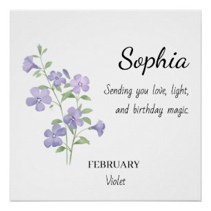 Poster Février Violet Anniversaire Personnalisé
