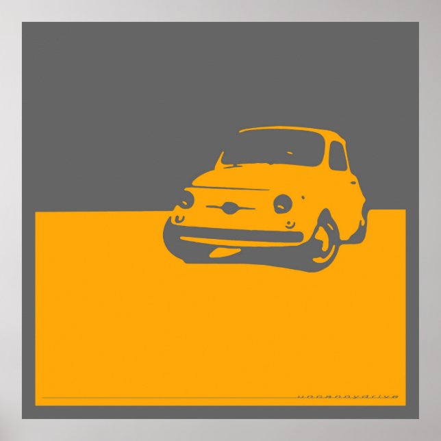 Poster Fiat 500, 1959 - Jaune sur gris (Devant)