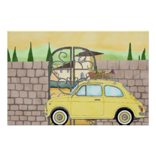 Poster Fiat 500 Pique-nique en Toscane