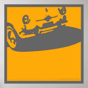Poster Fiat 600 Détail, 1956 - Yellow on Grey Print