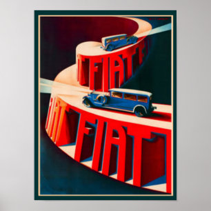 Poster Fiat Déco vintage 12 x 16