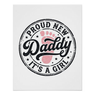 Poster Fier Nouveau Papa C'est une Fille Vintage Révélati