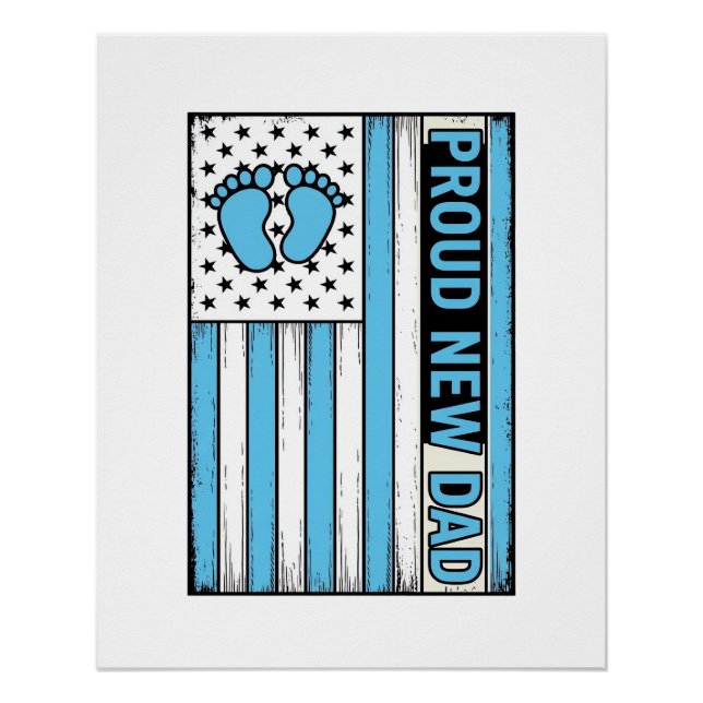 Poster Fier Nouveau Papa Drapeau de Pieds de Bébé Concept (Devant)