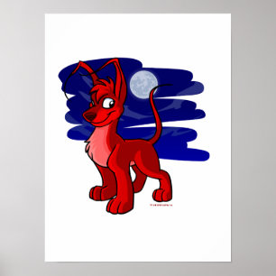 Poster Fier rouge Gelert par lune