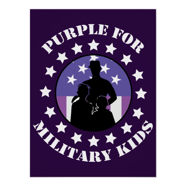 Poster Fière Violet Pour Les Enfants Militaires Patriotiq (Devant)