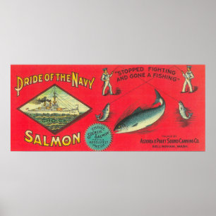 Poster Fierté du Saumon de la Marine Can Étiquette