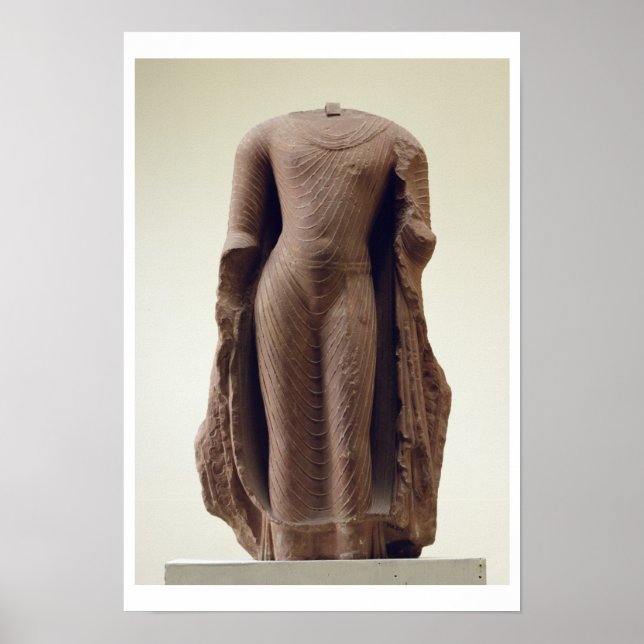 Poster Figure d'un Bouddha debout, Jamalpur, Mathura (re (Devant)