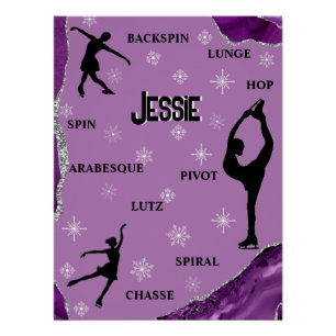 Poster Figure Patinage Flocon de neige violet Marbre d'ar