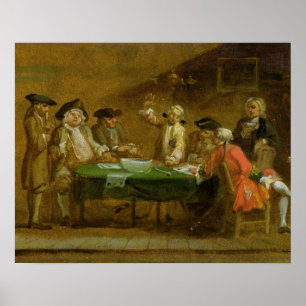 Poster Figures dans une taverne ou un café, 1720s (huile