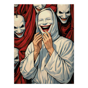 Poster Figures de culte masquées grimaçantes effrayantes 