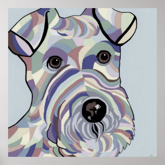 Poster Fil cheveux Fox Terrier dans Denim Coloris