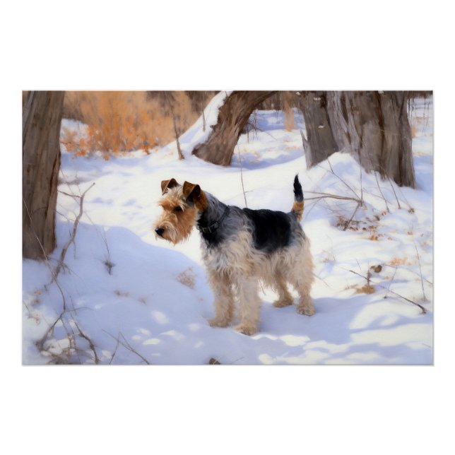 Poster Fil Fox Terrier Laisser neiger Noël (Devant)