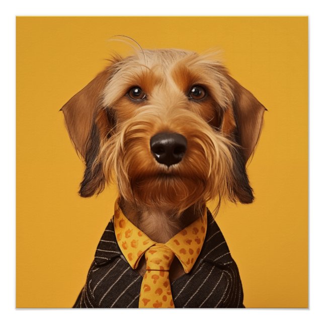 Poster Fil Haired Dachshung Jaune (Devant)