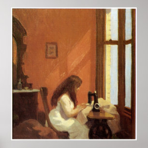 Poster Fille à la machine à coudre, Edward Hopper