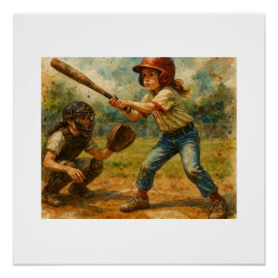 Poster Fille au bâton,