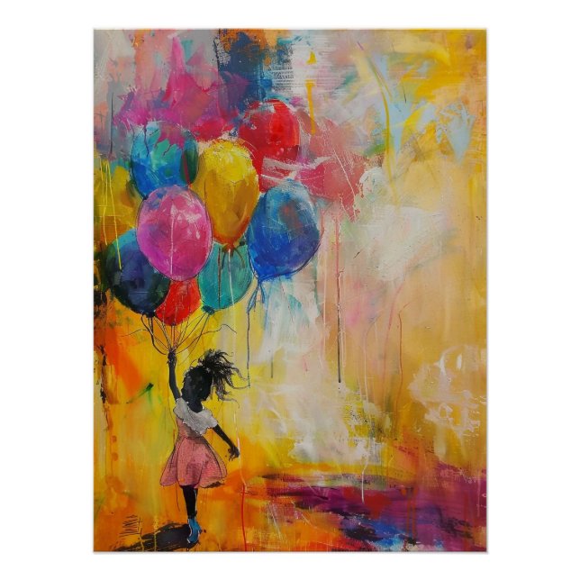 Poster Fille aux Ballons Peinture (Devant)