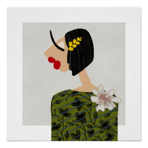 Poster Fille aux fleurs 2 Illustration d'art de mode glam