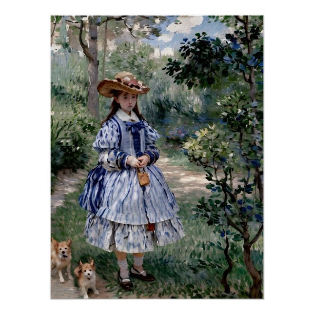 Poster Fille avec des chiens (Devant)