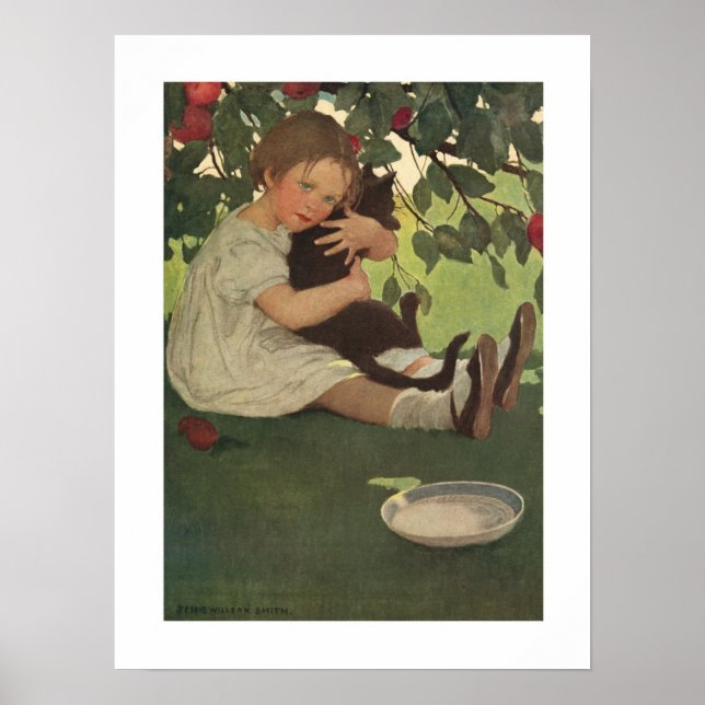 Poster Fille avec Kitten (Devant)