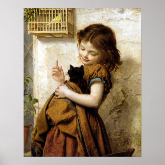 Poster Fille avec Kitten, Sophie Anderson (Devant)