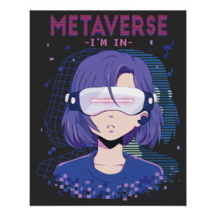 Poster Fille d'anime lunettes de réalité virtuelle Affich