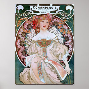 Poster Fille de Paris dans la robe rose-clair