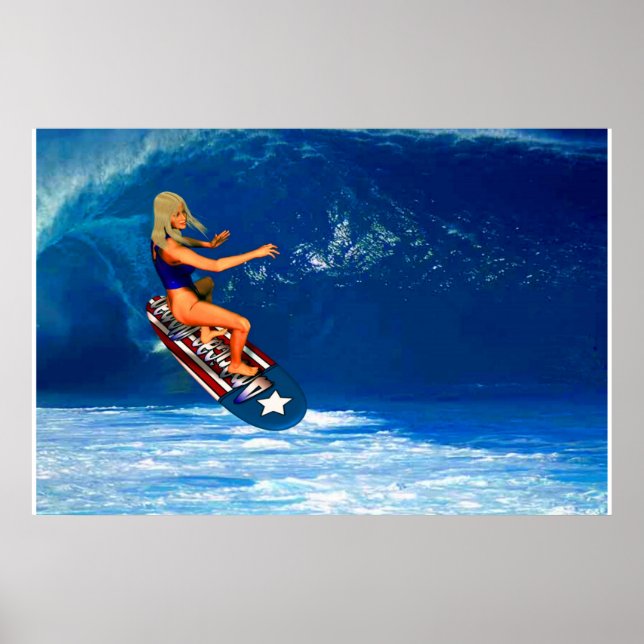 Poster Fille de surfer patriotique 2 (Devant)