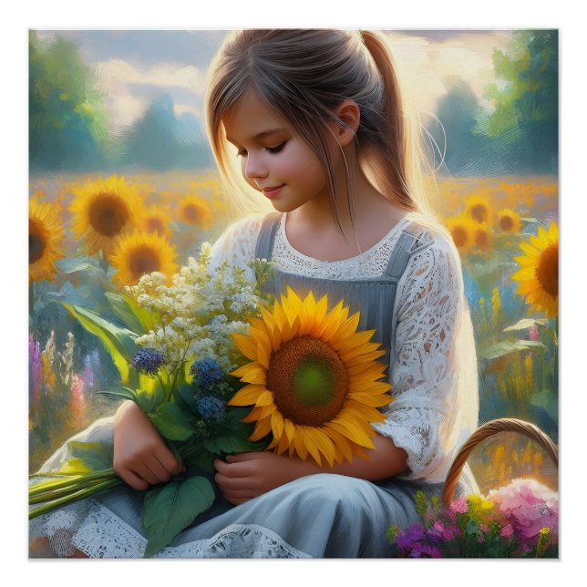 Poster Fille de tournesol (Devant)