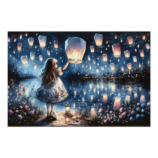 Poster Fille du lac de lanterne céleste fantaisiste  (Devant)